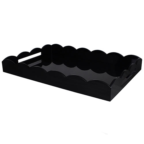 26x17 Scalloped Tray Black