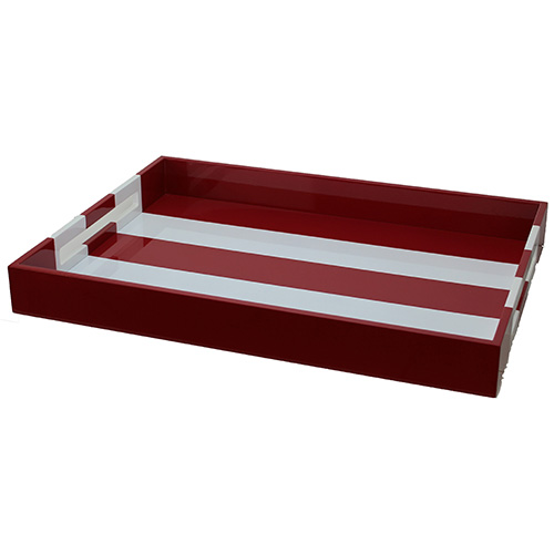 22x16 Burgundy Stripe Tray